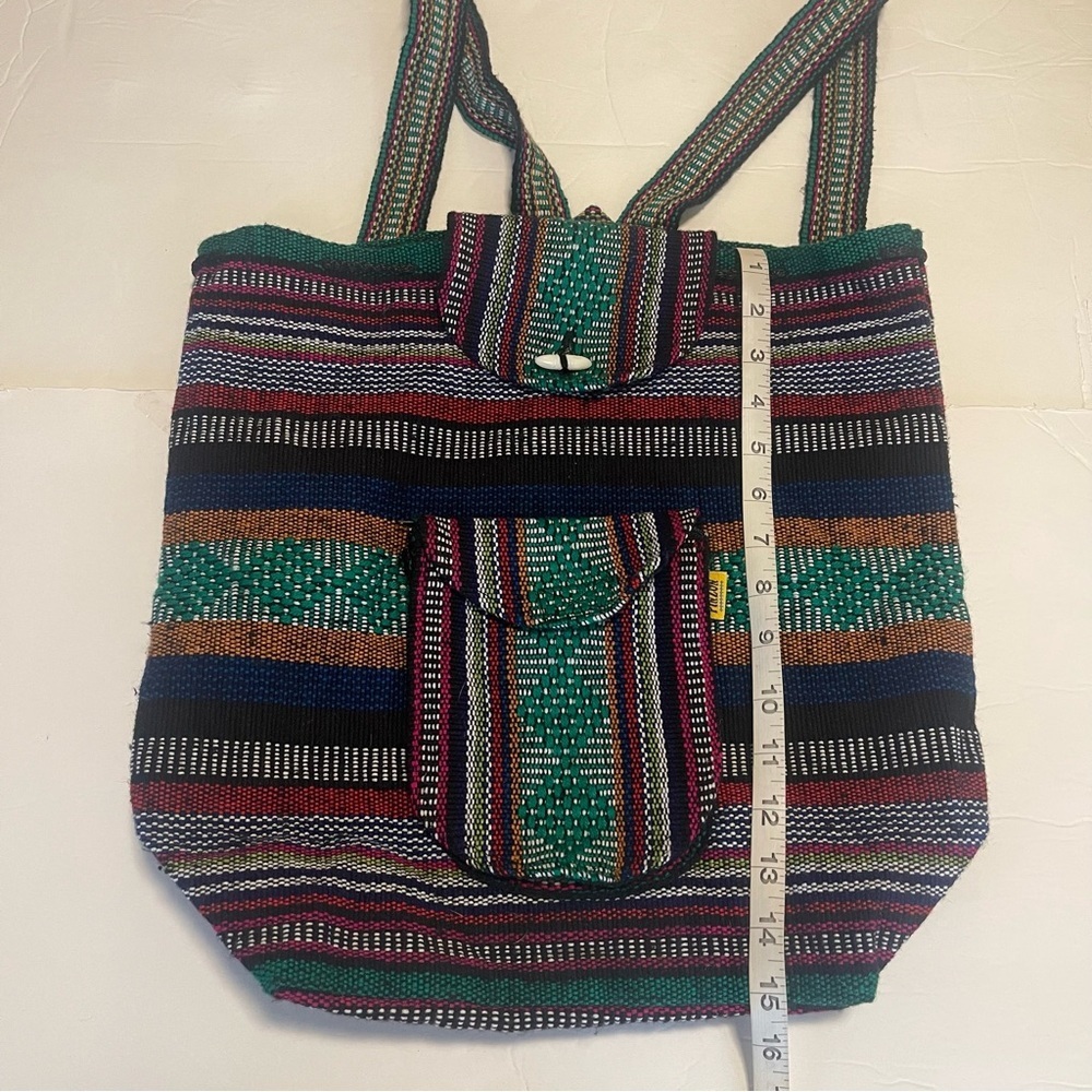 Mr Pinzon Backpack Artesanias Aztec Woven Boho Hippie Multicolored - Picture 9 of 11